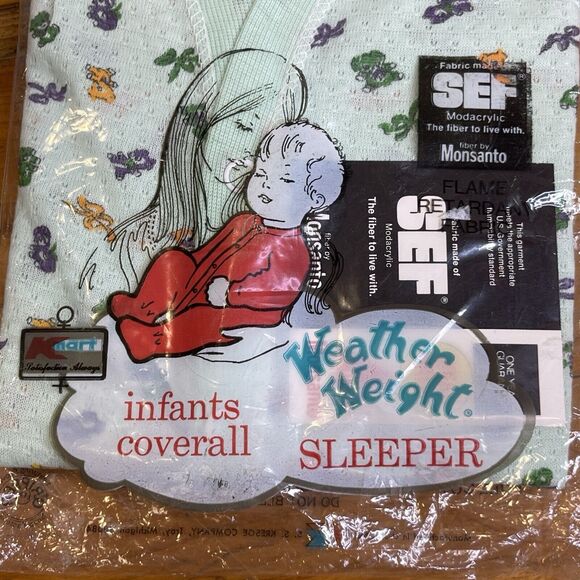 NOS Vintage Baby 9M Sleeper Footed‎ Pajamas Snap USA KMart NWT Lightweight - Picture 2 of 10